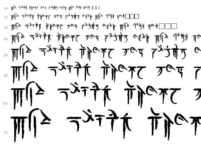 Iokharic font waterfall